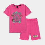 Girls Never Quit printed Tee shirt and shorts for kids