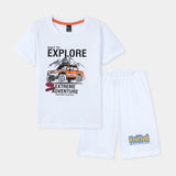 Explore Car printed Tee shirt and shorts for kids