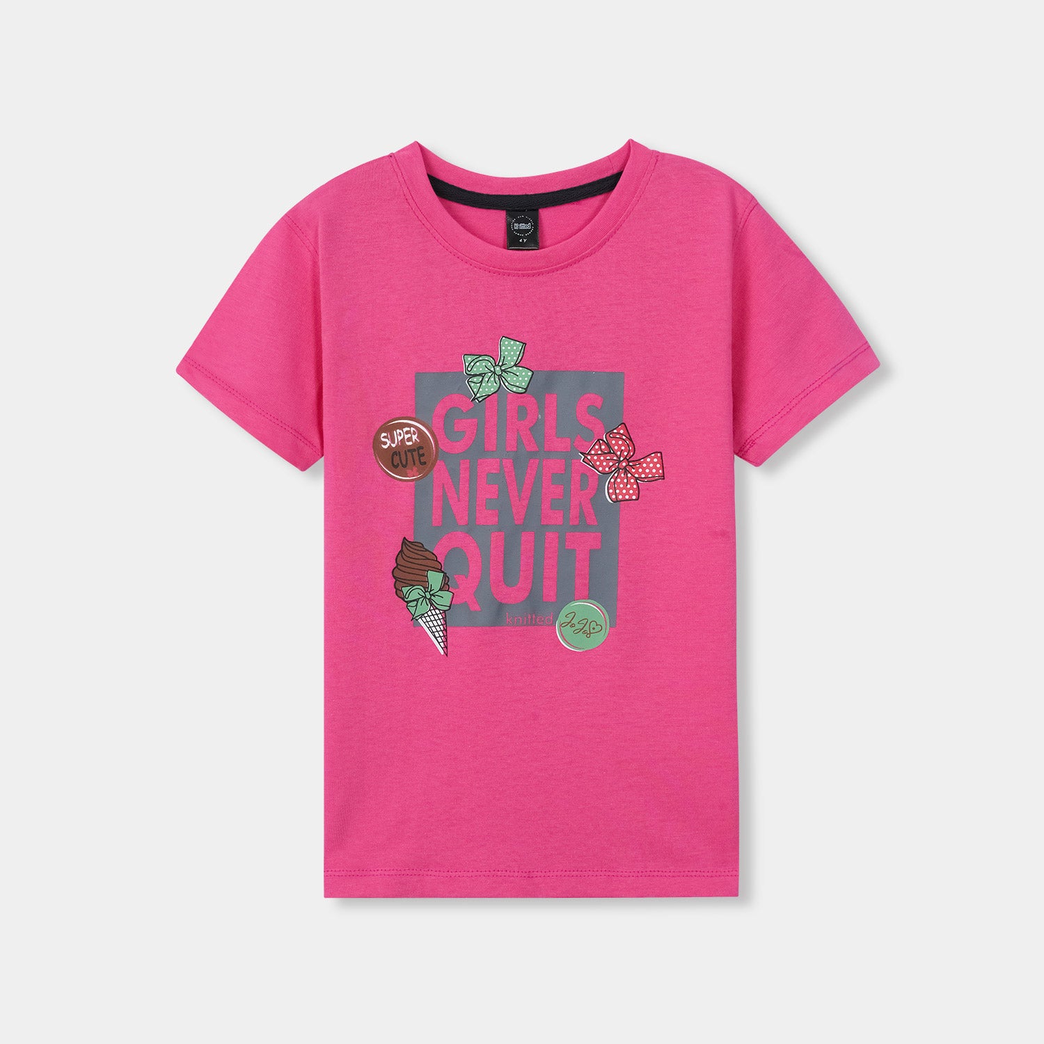 Girls Never Quit printed Tee shirt and shorts for kids