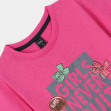 Girls Never Quit printed Tee shirt and shorts for kids