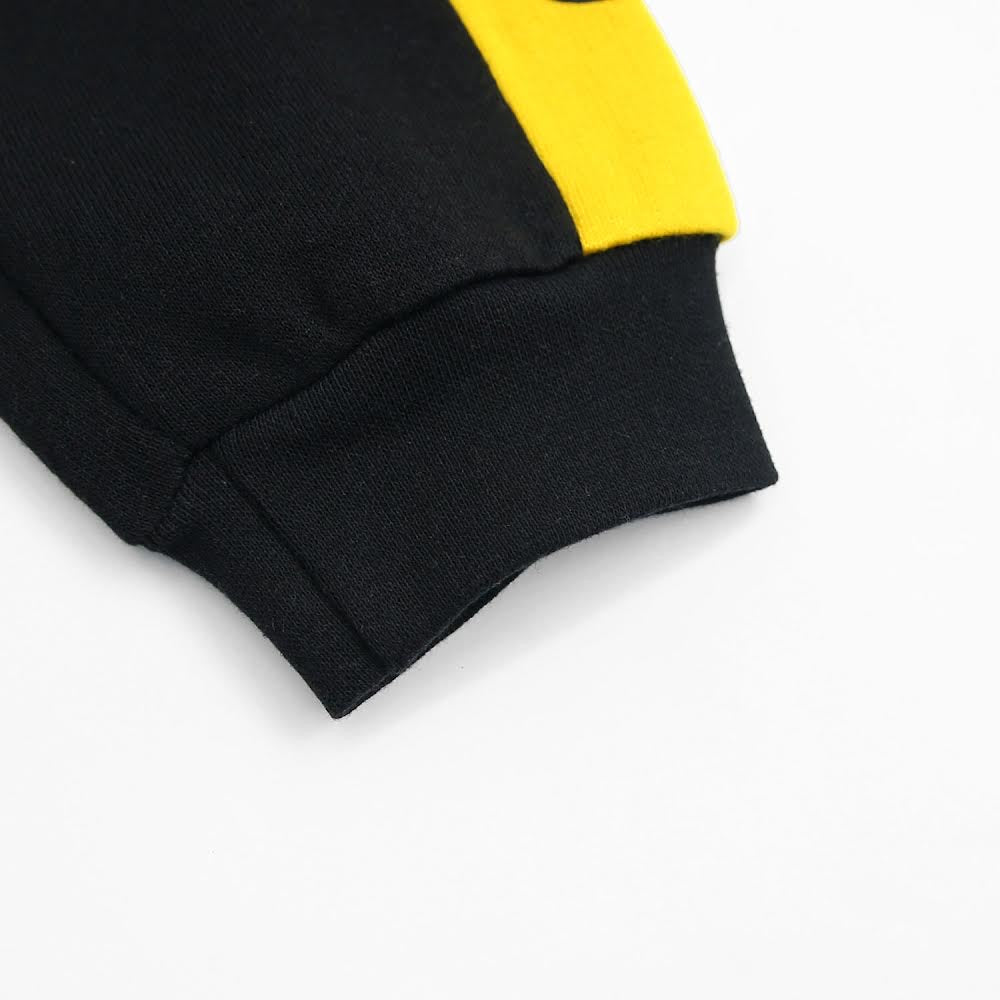 Black with yellow stripe Fleece Trouser For Kids