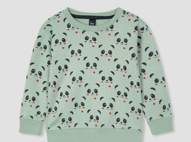 Panda all over Printed Sweatshirt in fleece for Kids