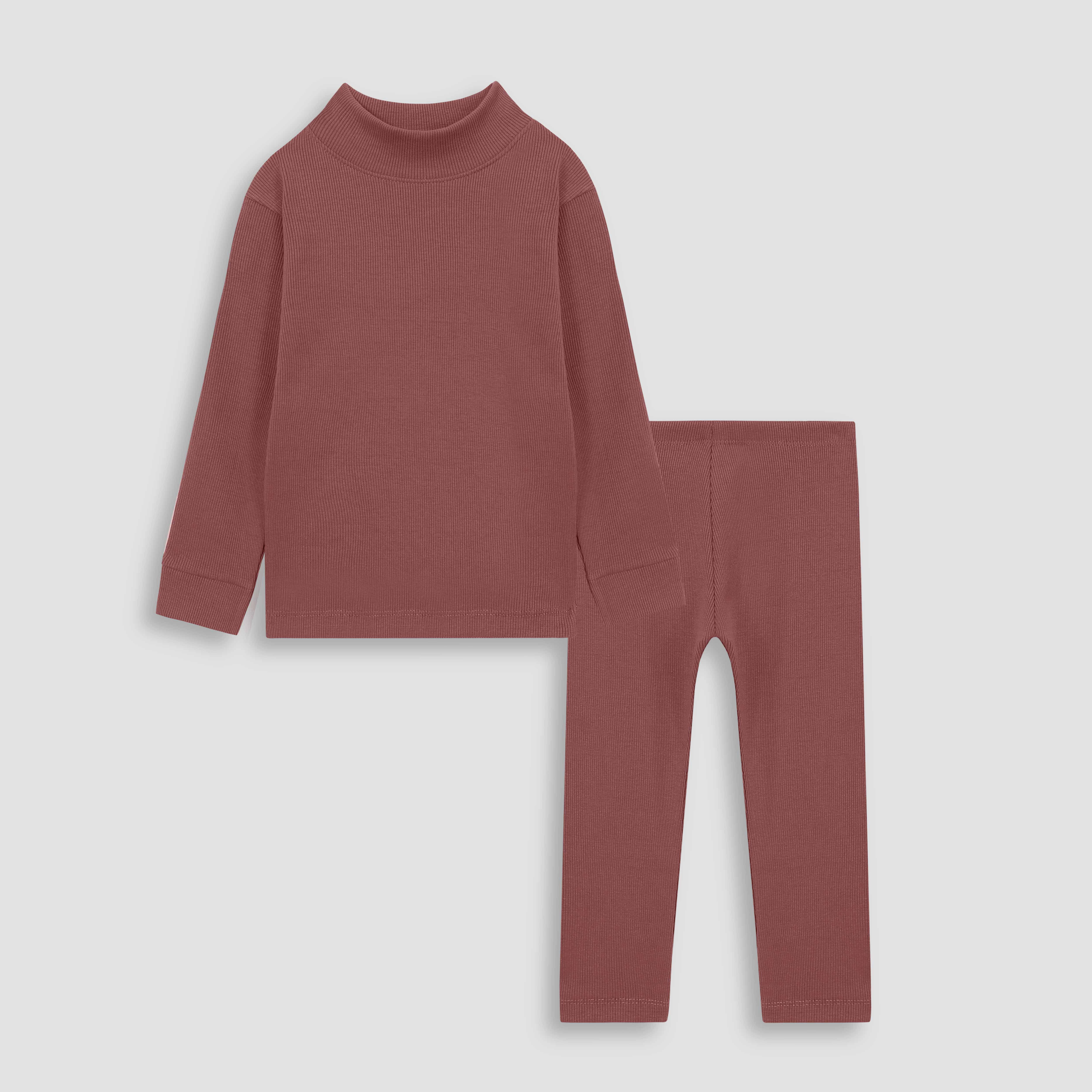 Maroonish inner ( mock neck & leggings) for kids.