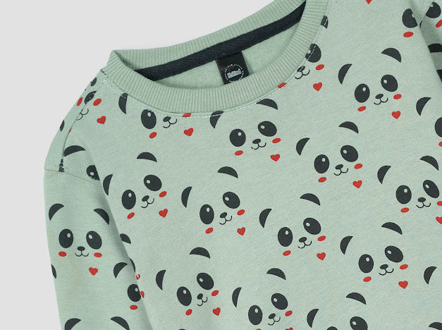 Panda all over Printed Sweatshirt in fleece for Kids