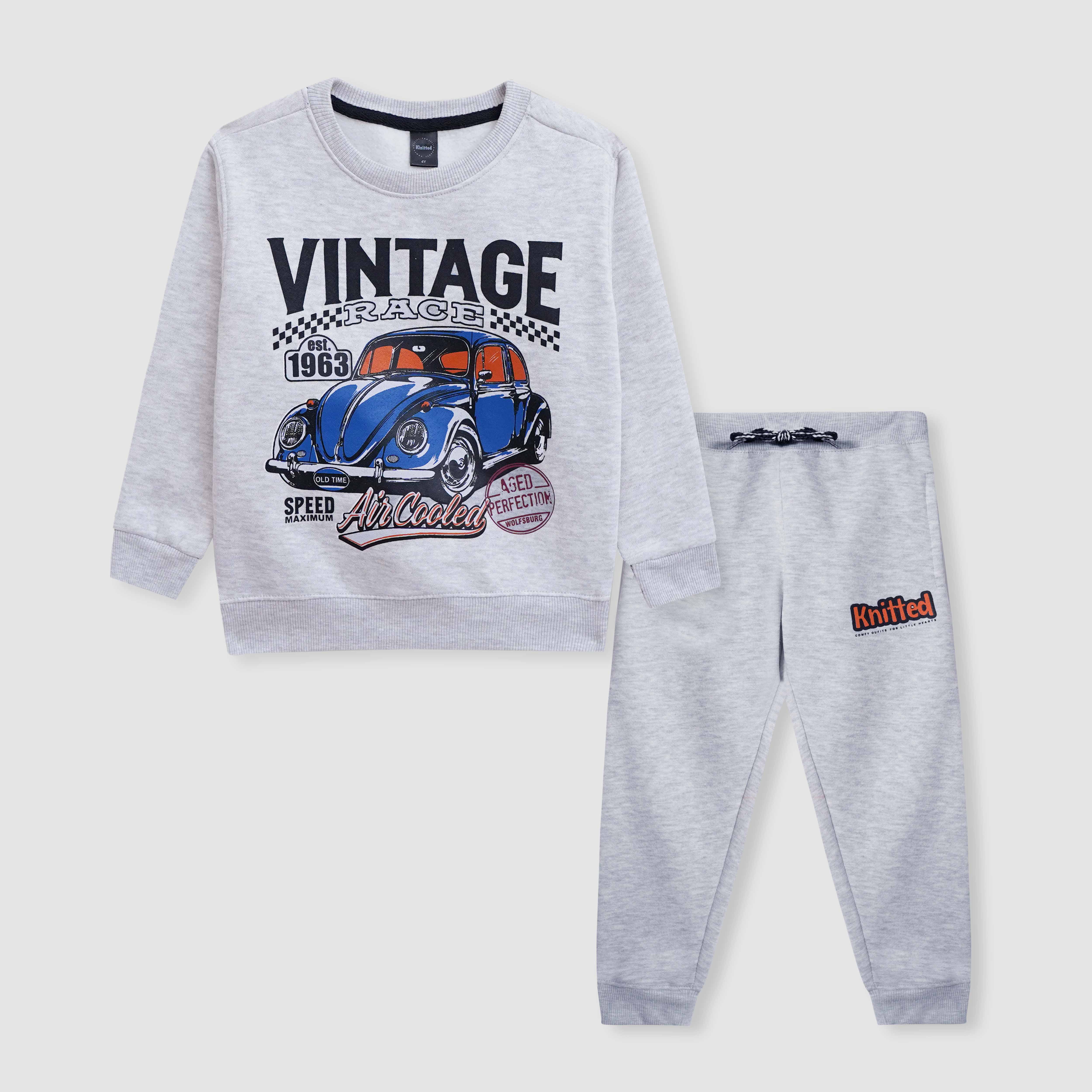 Vintage car  printed suit in fleece For Kids