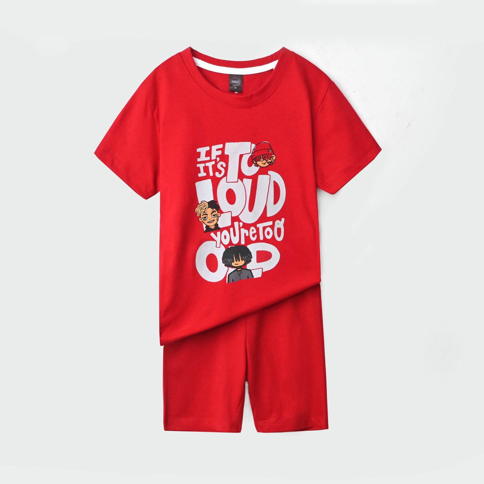 To Loud printed Tee and shorts For Kids