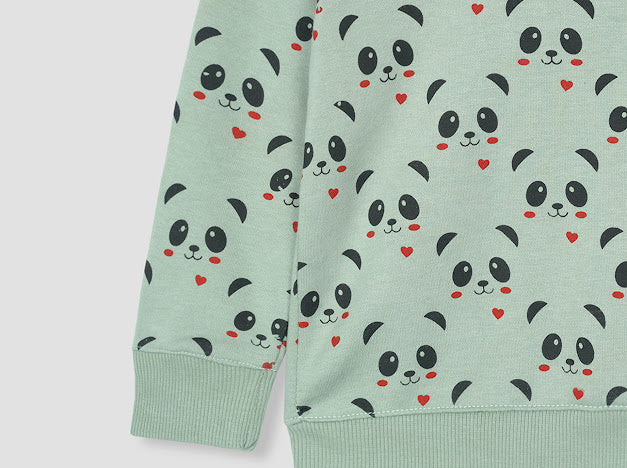 Panda all over Printed Sweatshirt in fleece for Kids