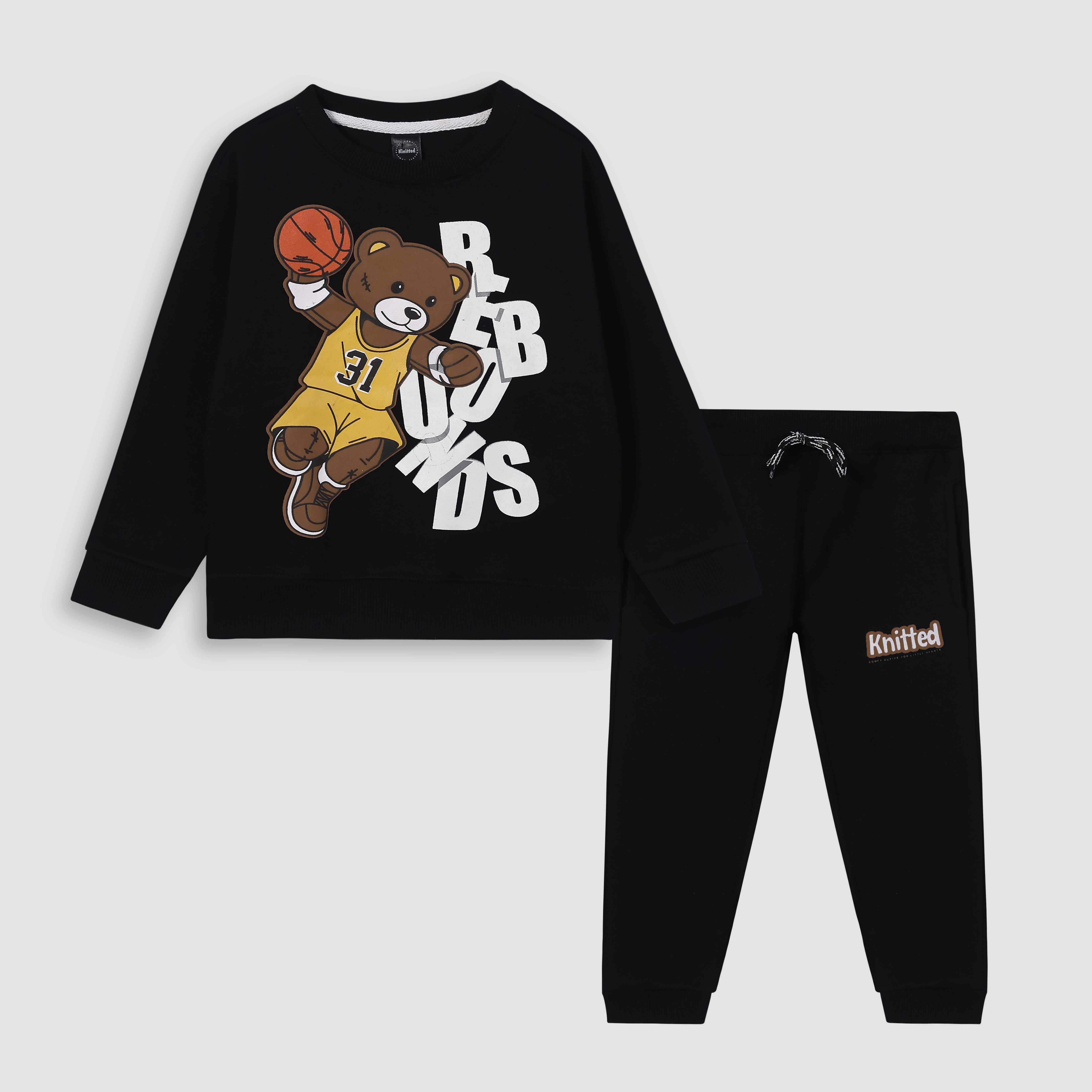 Basketball bear printed suit in fleece For Kids