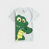 Light Grey Croc Print Tee For Kids