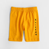 Yellow Knitted Print Shorts For Kids