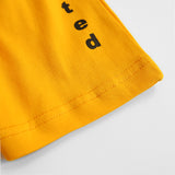 Yellow Knitted Print Shorts For Kids