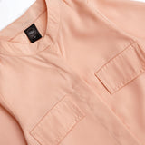 plain peach hidden button design shirt with trouser