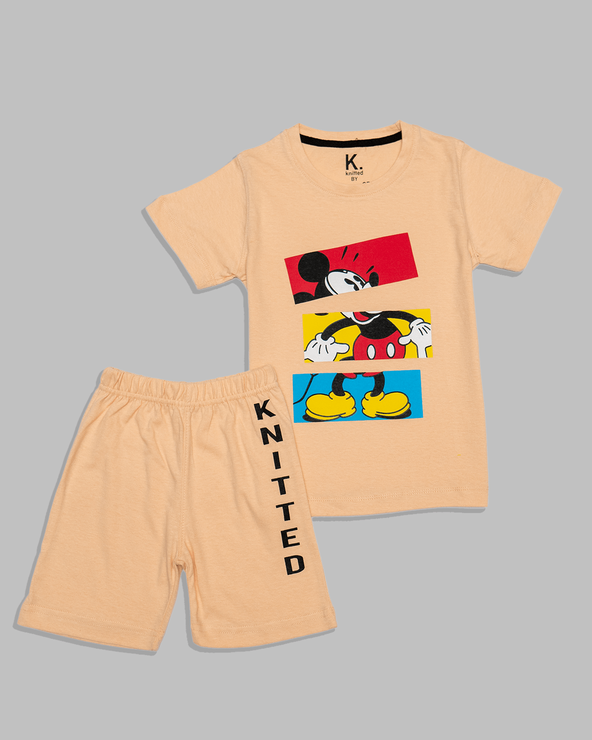 Skin Mickey Printed Tee and shorts For Kids