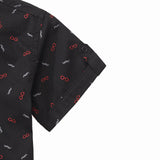 Boy Black color All-Over Printed Half Sleeve Casual Shirt