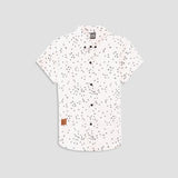 Boy All-Over Printed Half Sleeve White Casual Shirt