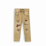 Boy Rust Slim Fit Embroidered Patch Jeans