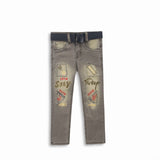 Boy Fashion Slim Fit Embroidered Patch Jeans