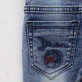 Boy Slim Fit Embroidered Patch Vintage Wash Jeans