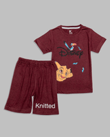 Maroon Disney Printed Tee and shorts For Kids